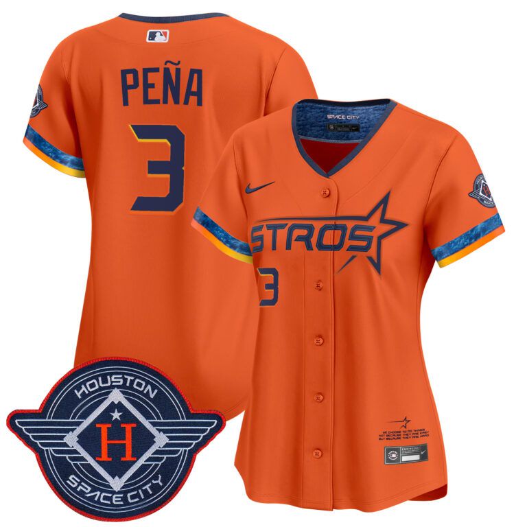 Women Houston Astros #3 Pena  orange 2025 City Connect Vapor Limited Stitched Jersey->women mlb jersey->Women Jersey